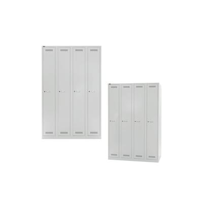 BISLEY Garderobenschrank Light abschließbar mit Belüftungslöchern, Hutboden, Handtuchhalter, Kleiderstange & 3 Haken - Spind mit Schloss in lichtgrau Image