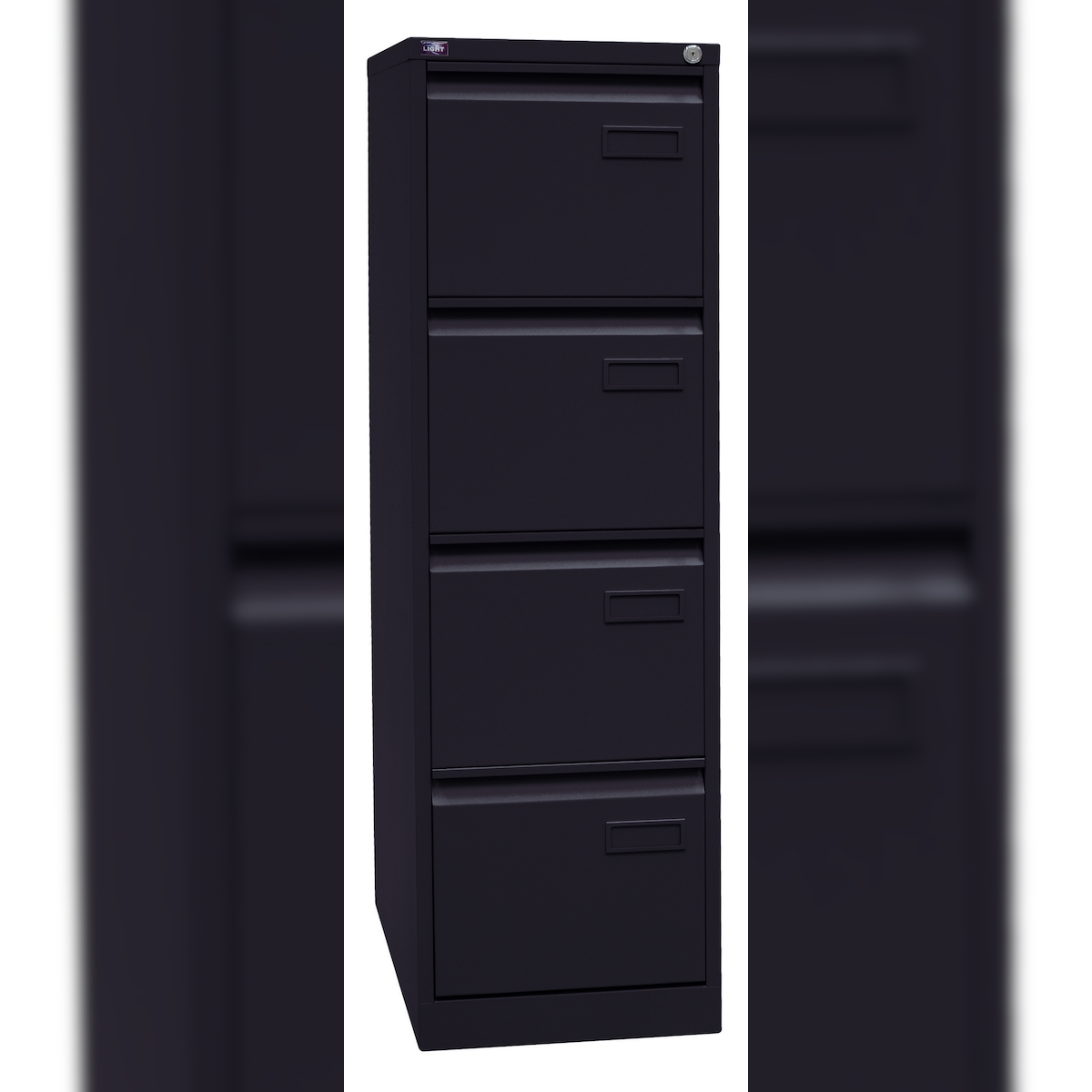 BISLEY Light Hängeregistraturschrank mit Schloss aus Metall in schwarz, 4 Schubladen, einbahnig - Hängeregisterschrank abschließbar, Hängeregistratur Image