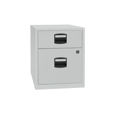 Bisley Home Beistellschrank auf Rollen mit Schloss aus Stahlblech, 1 Universal-Schublade + 1 Hängeregistratur-Schub einbahnig abschließbar - für Image
