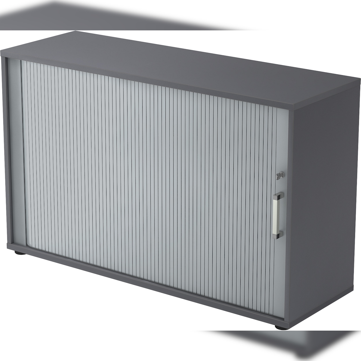 bümö Aktenschrank abschließbar mit Rollladen, Rollladenschrank für Ordner & Co. - Büroschrank mit Rollo, abschließbarer Ordnerschrank aus Holz in Image