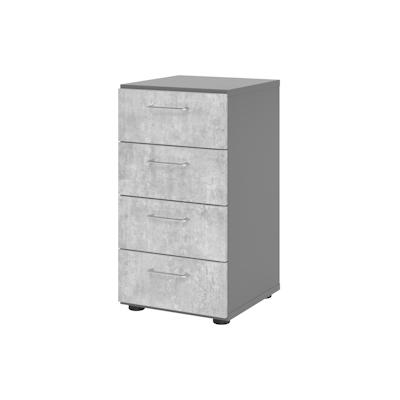bümö smart Schubladenschrank, Büroschrank in Graphit/Beton mit 4 Schüben - Bürocontainer aus Holz, Container mit Metallgriffen & Soft-Stop Schubladen Image