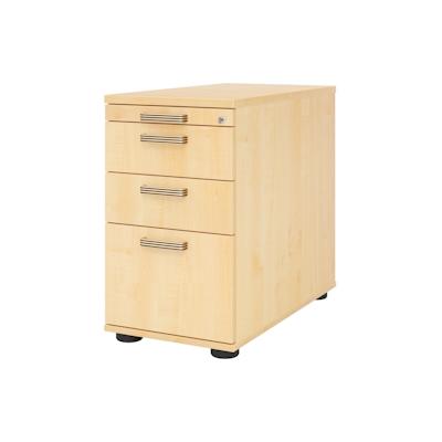 bümö Schreibtisch Schrank Büro mit Hängeregister für Hängeordner, Schubladenschrank Holz in Ahorn, Container mit Schubladen & Hängeregistratur -