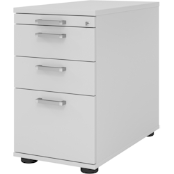bümö Schreibtisch Schrank Büro mit Hängeregister für Hängeordner, Schubladenschrank Holz in grau, Container mit Schubladen & Hängeregistratur - Image