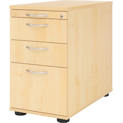 bümö Schreibtisch Schrank Büro mit Hängeregister für Hängeordner, Schubladenschrank Holz in Ahorn, Container mit Schubladen & Hängeregistratur - Image