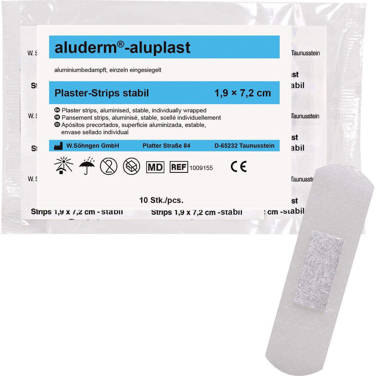 aluderm Pflaster aluplast Strips 1009155 1,9x7,2cm 10 St./Pack. Image