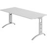 bümö manuell höhenverstellbarer Schreibtisch 180x80 cm in grau - PC Tisch höhenverstellbar & groß, höhenverstellbarer Tisch Büro, großer