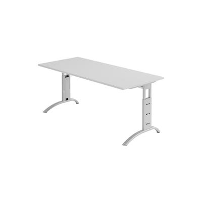 bümö manuell höhenverstellbarer Schreibtisch 180x80 cm in grau - PC Tisch höhenverstellbar & groß, höhenverstellbarer Tisch Büro, großer Image