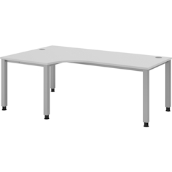 bümö manuell höhenverstellbarer Eckschreibtisch grau, Schreibtisch L Form 200x120 cm - Eckschreibtisch höhenverstellbar, L Schreibtisch, PC-Tisch Image
