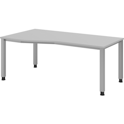 bümö Schreibtisch "Q-Serie" höhenverstellbar, Tischplatte 180 x 100 cm in grau, Gestell in silber Image