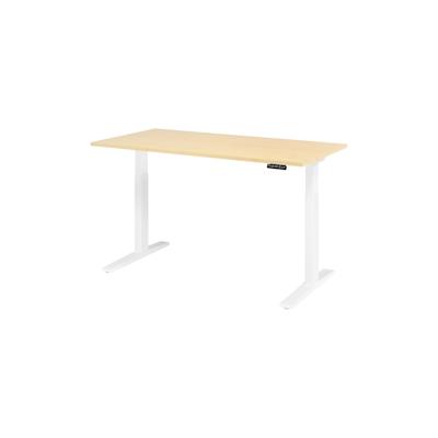 bümö elektrisch höhenverstellbarer Schreibtisch 160x80 cm in Ahorn, Gestell weiß - Sitz & Stehschreibtisch mit Memoryfunktion, elektrischer Stehtisch Image