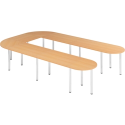 bümö Konferenztisch U-Form 380x240 cm großer Besprechungstisch in Buche, Besprechungstisch mit Chromfüßen, Meetingtisch für 11 Personen, Tisch für Image