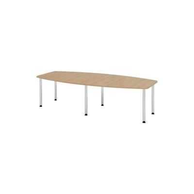 bümö Konferenztisch oval 280x130 cm großer Besprechungstisch in Eiche, Besprechungstisch mit Chromfüßen, Meetingtisch für 10 Personen, XXL-Tisch für Image