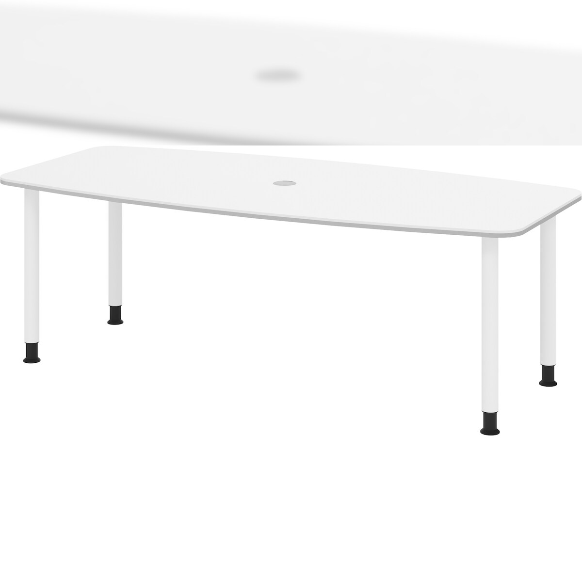 bümö Konferenztisch oval 220x103 cm großer Besprechungstisch in weiß, Besprechungstisch mit Gestell in Weiß, Meetingtisch für 8 Personen, XL-Tisch Image