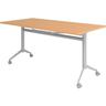 bümö Klapptisch Buche 160 x 80 cm klappbar & fahrbar, klappbarer Schreibtisch auf Rollen, Klappschreibtisch, Tisch klappbar, Klappbarer Tisch,