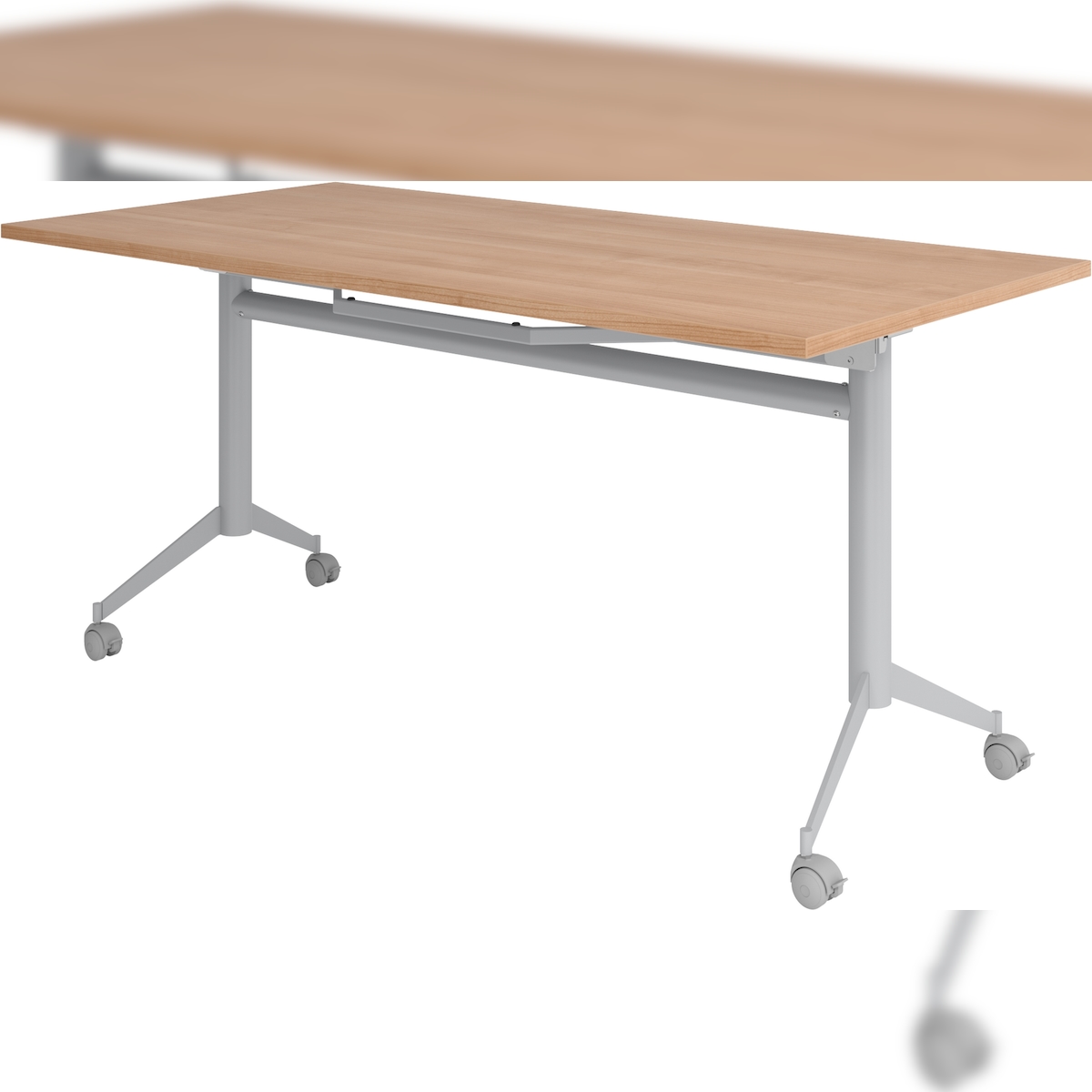 bümö Klapptisch Nussbaum 160 x 80 cm klappbar & fahrbar, klappbarer Schreibtisch auf Rollen, Klappschreibtisch, Tisch klappbar, Klappbarer Tisch,