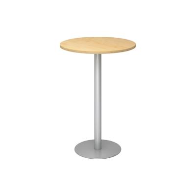 bümö Stehtisch Büro, Bistrotisch rund 80 x 80 cm - Bartisch Ahorn, Stehtisch Holz-Platte, Säule aus Metall in silber, Buffettisch, Säulentisch, Image