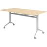 bümö Klapptisch Ahorn 160 x 80 cm klappbar & fahrbar, klappbarer Schreibtisch auf Rollen, Klappschreibtisch, Tisch klappbar, Klappbarer Tisch,