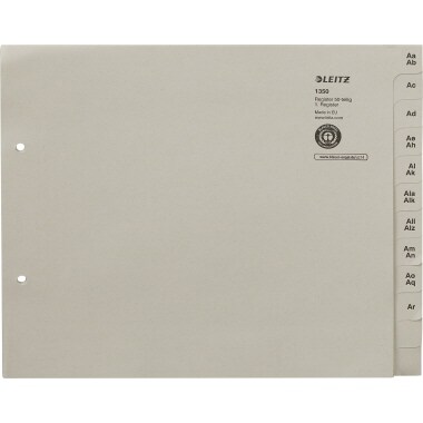 Leitz Registerserie 13500085 DIN A4 A-Z für 50Ordner Tauenpapier grau Image