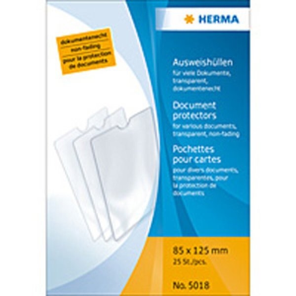 HERMA Ausweishülle 85 x 125 mm transparent für diverse Dokumente, Packung à 25 Stück Image