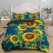 New Bed Yellow Sunflower Print 3PCS Bedding Set Duvet Cover Set with 2 Pillowcases