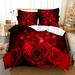 Luxury Hotel Bedding-Queen Size(1 Duvet Cover 2 Pillowcases) 3D Flower Printed Design Grey Rose Floral Print DuvetCover Set Floral For Bedroom