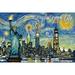 New York City Statue of Liberty Starry Night City Series (12x18 Wall Art Poster Room Decor)