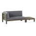 Christopher Knight Home Brava Outdoor Acacia Wood Left Arm Loveseat and Coffee Table Set with Cushion by Gray/ Dark Gray