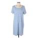 Current/Elliott Casual Dress - Shift Scoop Neck Short sleeves: Blue Color Block Dresses - Women's Size Large