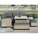 6-Piece Patio Furniture Set Outdoor Wicker Rattan Sectional Sofa with Table and Benches for Backyard Garden Poolside