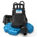 Acquaer 1/4 HP Automatic EC36 Swimming Pool Cover Pump 115 V Submersible with 3/4â€� Check Valve Adapter & 25ft Power Cord 2250 GPH Water Removal for Pool Hot Tubs Rooftops Water Beds and more