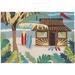 Outdoor Rug - Novelty Design Hand Hooked Weather Resistant UV Stabilized Foyers Porches Patios & Decks Tiki Hut 1 8 X 2 6