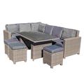 Brielle Patio Furniture Sets 6-Piece Outdoor Furniture Conversation Set with Patio Sofa with Seat Cushions Outdoor Patio Table for Outside Outdoor Patio Furniture Water Resistant Sofa Set Light Grey