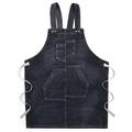 GENEMA Men Women Denim Bib Apron Cross-Back Straps Adjustable Jean Shop Work Aprons with Pockets for Salon Barber Hairdressers Kitchen BBQ Grill