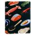 OWNTA Sea Food Salmon Filet Calamari Caviar Mussels Crabs Oysters Shark Meat Pattern Book Accessories: PU Leather Protective Cover - 6.3x8.7 Inches