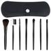 Travel Makeup Brush Holder Button Type Makeup Brush Organizer Case Silicone Makeup Brush Bag with 7 Brush Cosmetic Brush Holder Travel Essentials for Women - Black