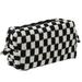 Makeup Bag Checkered Cosmetic bags Cute Zipper Travel Toiletry Soft Storage Pouch for Office Supplies Cosmetics Makeup Travel Accessories - Black White