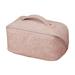 Travel Makeup Bag Large Opening Makeup Bag Portable Makeup Bag Opens Flat for Easy Access PU Leather Makeup Bag Large Cosmetic Organizer for Women Girls pink