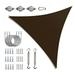 ColourTreeUSA Triangle Sun Shade Sail w/Hardware Kit + Cable Ropes HDPE Mesh Fabric Screen Canopy UV Block 190 GSM 18 x 18 x 18 - Brown