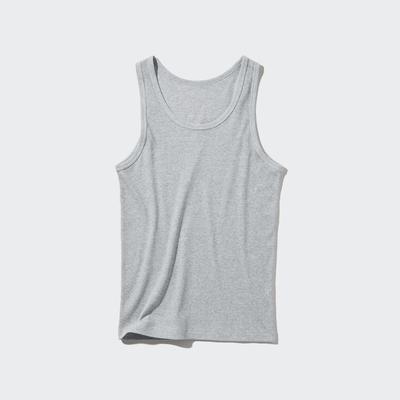 Uniqlo - Cotton Colour Ribbed Vest Top - Gray - L