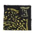 Alexander McQueen , Yellow Skull Print Modal Scarf with Striped Border ,Black male, Sizes: ONE SIZE