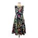 Hearts & Roses Casual Dress - Fit & Flare: Black Floral Dresses - Women's Size 6