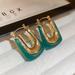 Anthropologie Jewelry | Green Resin & Gold Statement Hoops | Color: Gold/Green/Pink/Silver | Size: Os