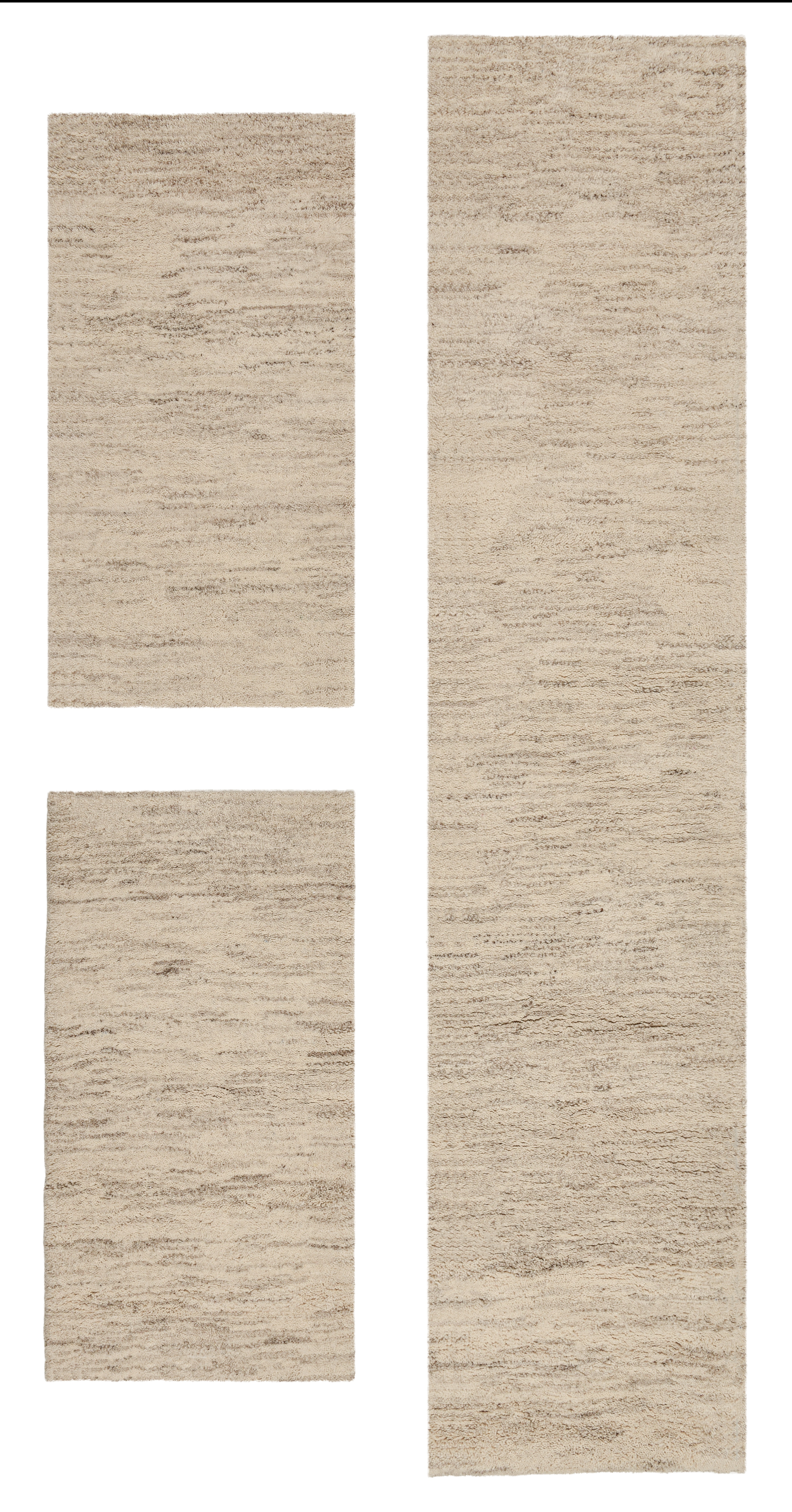 Bettumrandung THEKO "Taza Royal" Gr. 14, beige (natur meliert), H:24mm, Obermaterial: 100% Wolle, Bettumrandungen, Läufer-Set, echter Berber aus Marokko, reine Schurwolle, handgeknüpft