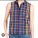 Madewell Tops | Madewell Sleeveless Plaid Button Down | Color: Blue | Size: S