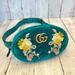 Gucci Bags | Gucci Gg Marmont Authentic Monogram Floral Embroidered Teal Chevron Belt Bag New | Color: Blue/Gold | Size: Os