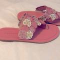 Coach Shoes | Coach Floral Leather Slides Sandals Size 7 | Color: Pink/Silver | Size: 7