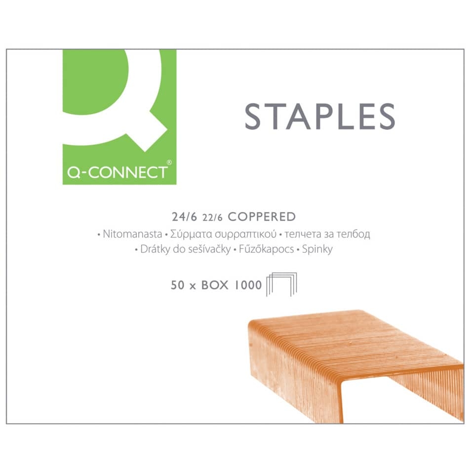 Heftklammern, 24/6, 1000 Stück, verkupfert Q-CONNECT KF01279 Image