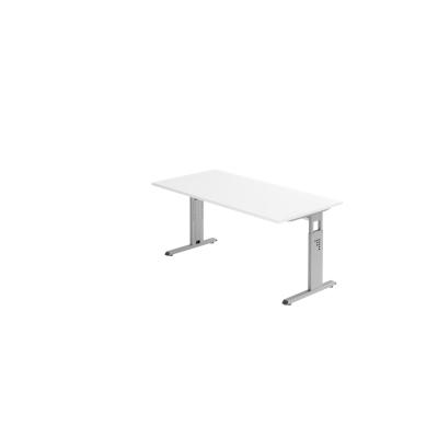 Hammerbacher-Schreibtisch C-Fuß 160x80cm Weiß/Silber-VOS16/W/S