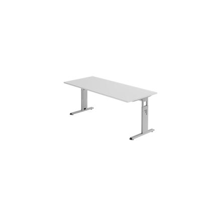 Hammerbacher-Schreibtisch C-Fuß 180x80cm Grau/Silber-VOS19/5/S