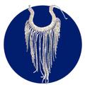 Zara Jewelry | Fringe Necklace Waterfall Collar Choker Cascade Bib Silver White Iridescent | Color: Silver/White | Size: Os